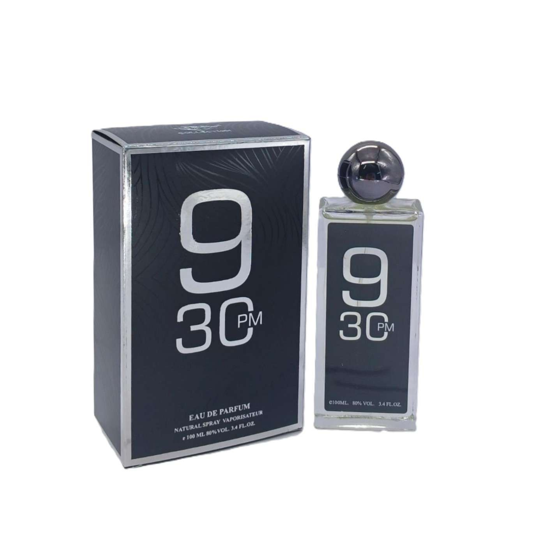 9:30 PM Eau de Parfum bottle and packaging on a white background