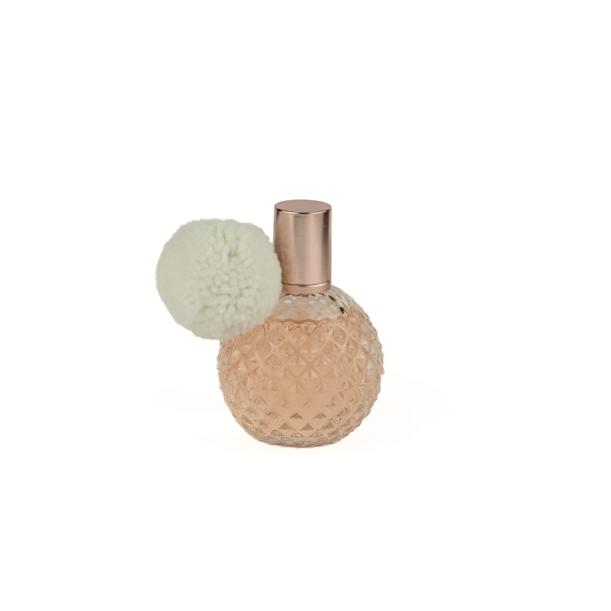 A Girl Perfume bottle with textured design and rose gold cap on a white background. This fragrance is from EBC Collection.