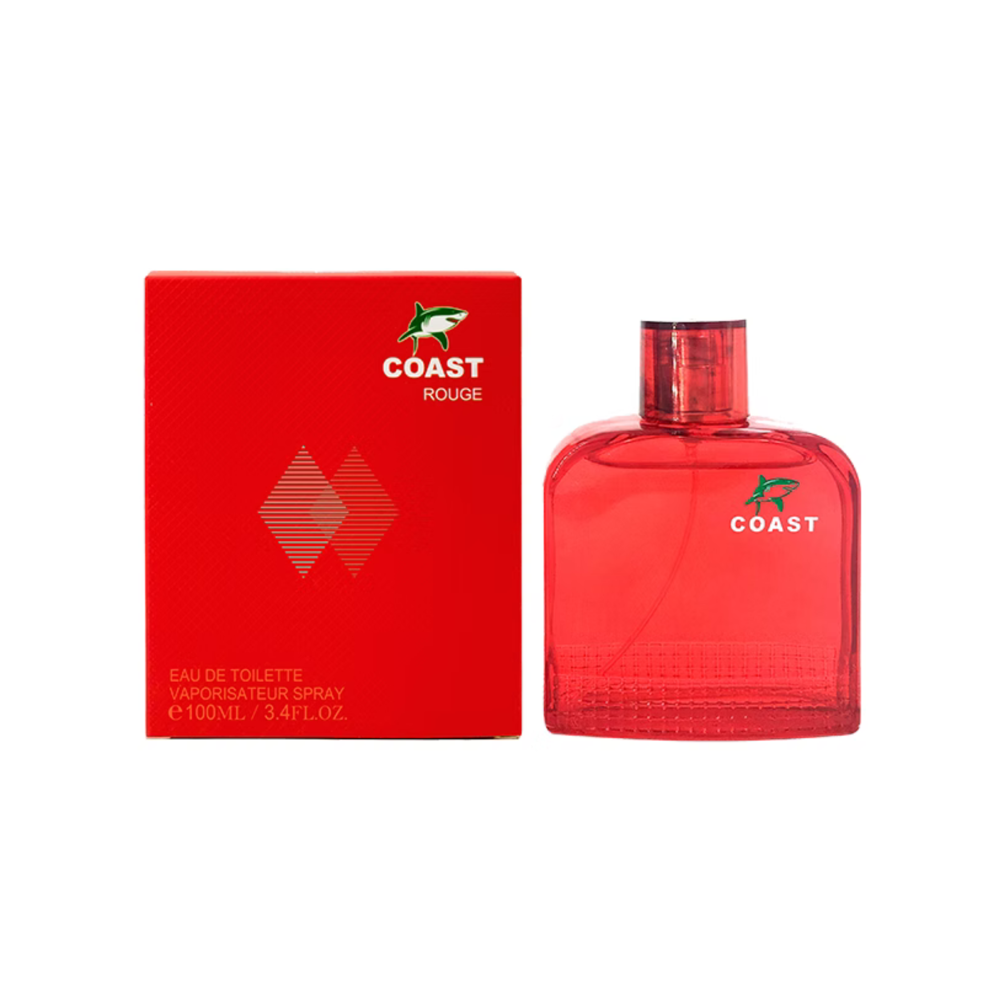 EBC Collection Coast red perfume bottle and packaging on a white background