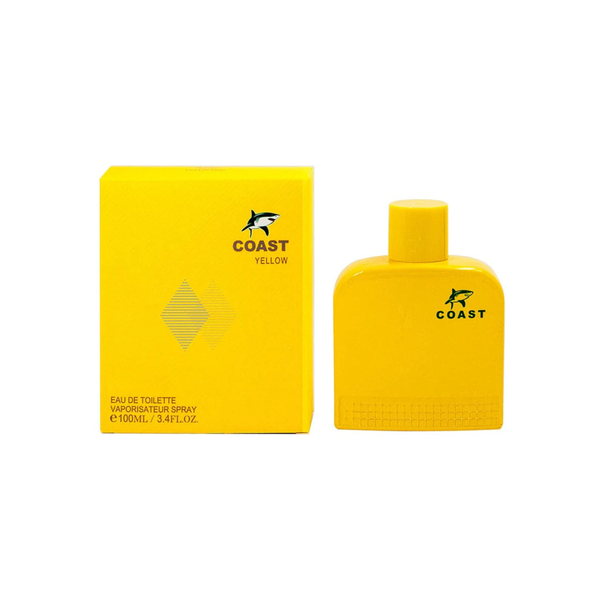 COAST Yellow perfume bottle and packaging on a white background. This fragrance is from EBC Collection.