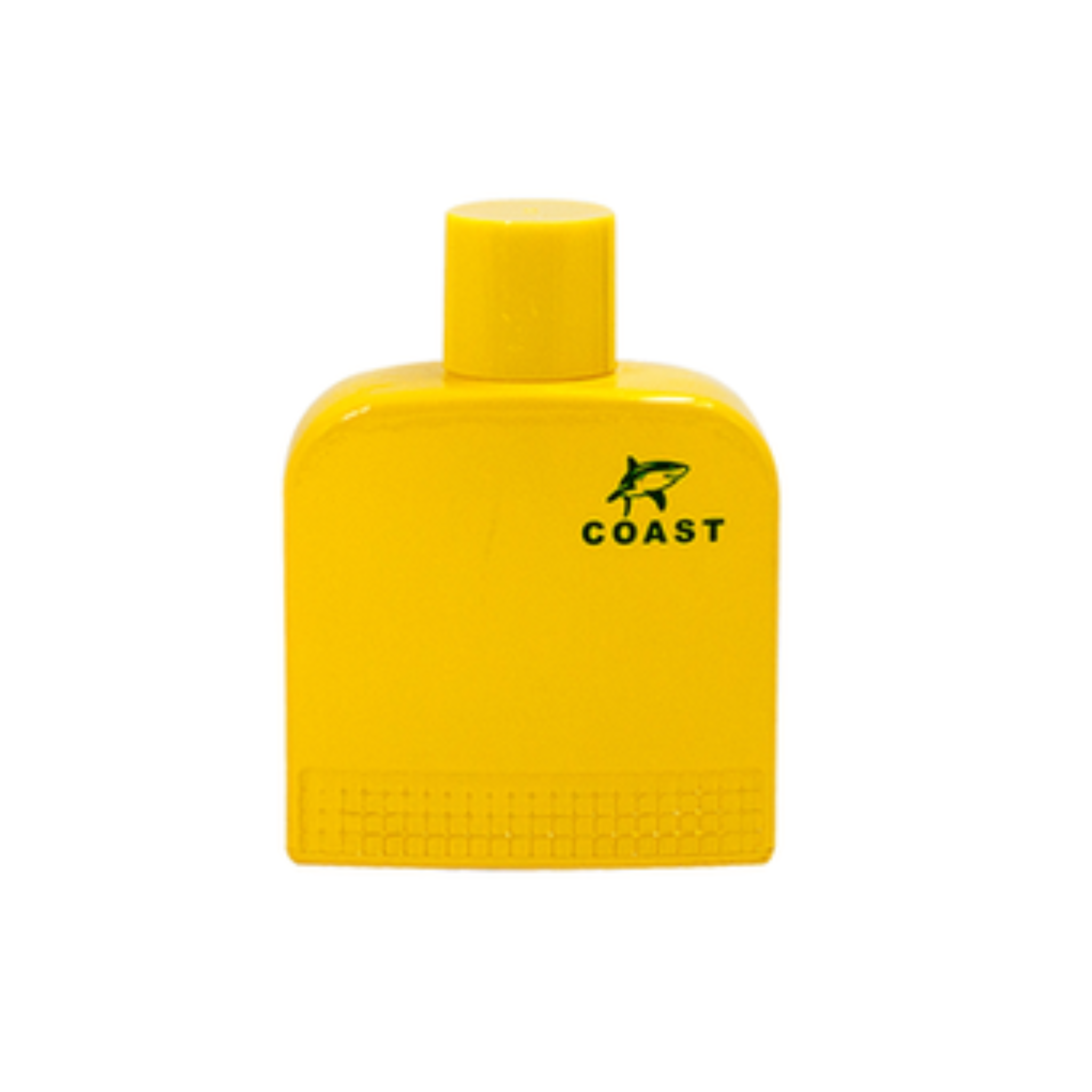 Yellow bottle with 'COAST' branding on a white background. This perfume is Coast Yellow from EBC Collection Brand.