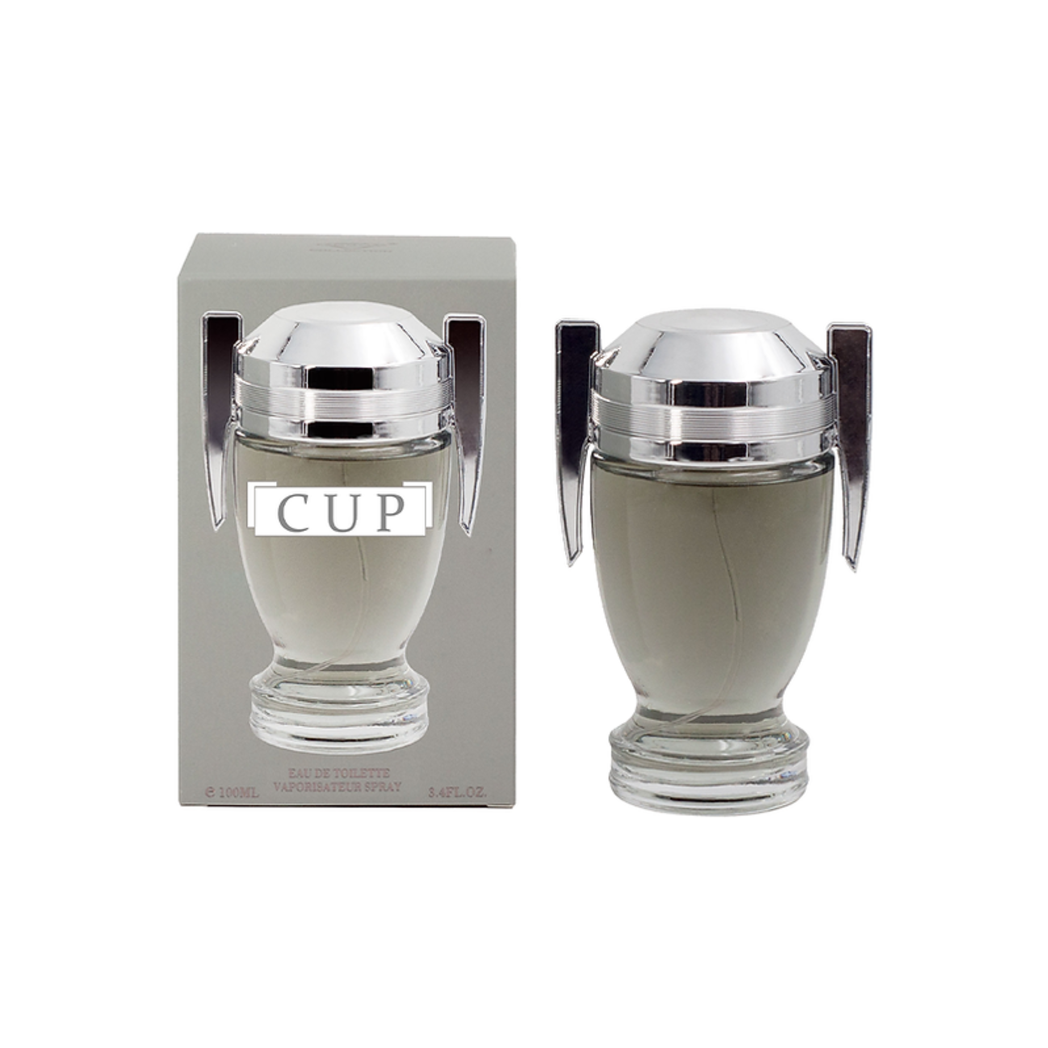 Perfume bottle with silver cap and packaging labeled 'CUP' on a white background. This is from EBC Collection Brand.