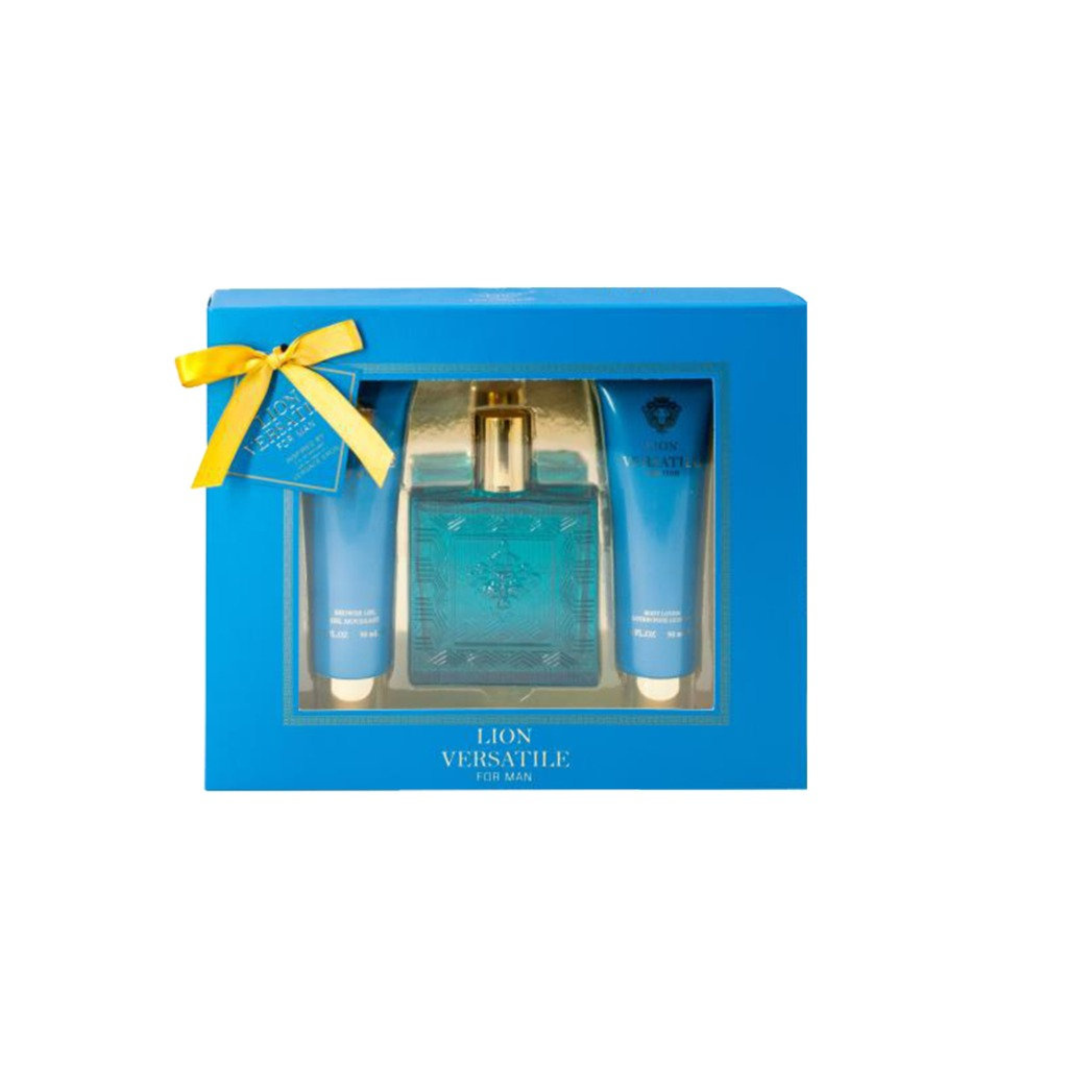 Lion Versatile for man gift set with a yellow bow on a white background. This product is from EBC Collection brand.