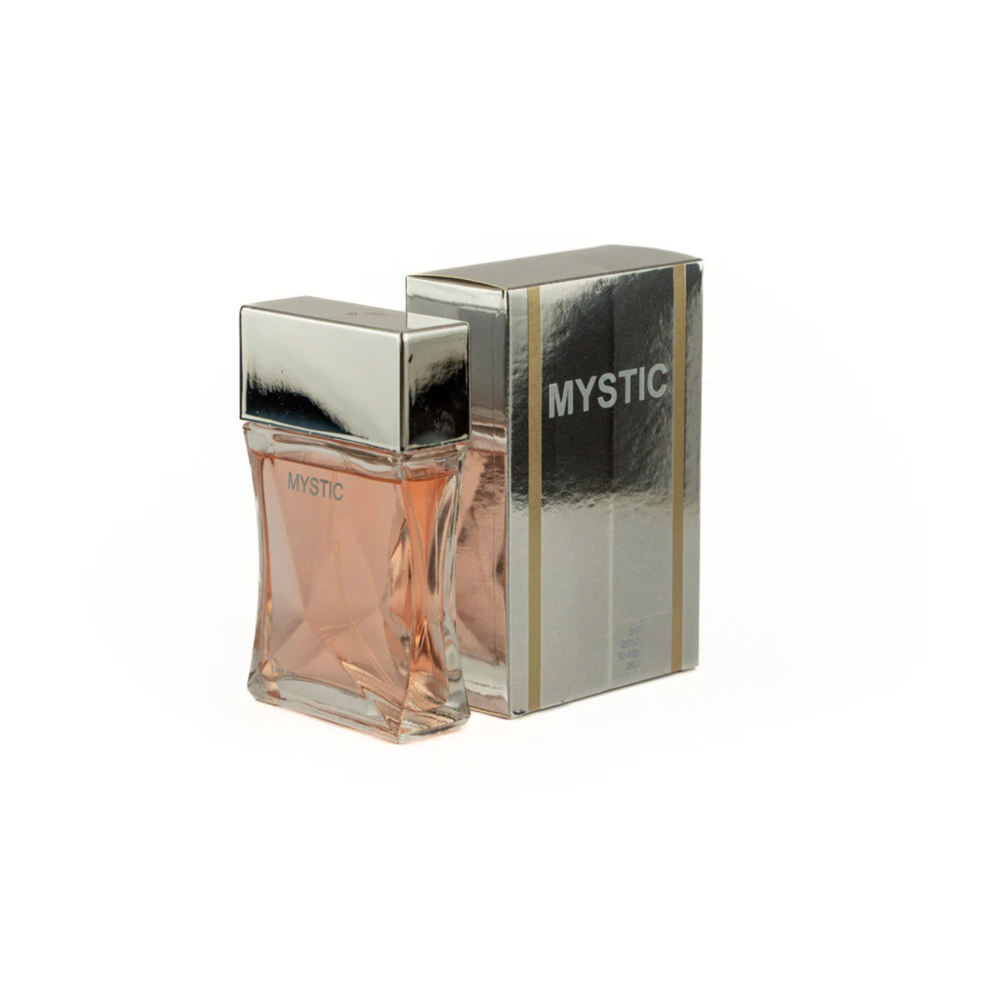Perfume bottle and packaging with 'Mystic' branding on a white background. This is a fragrance from EBC Collection.