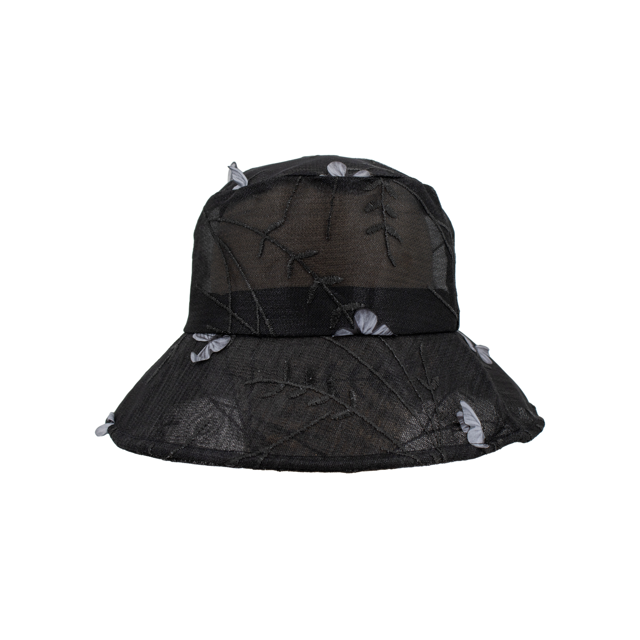 Black Bucket Hat With Butterflies