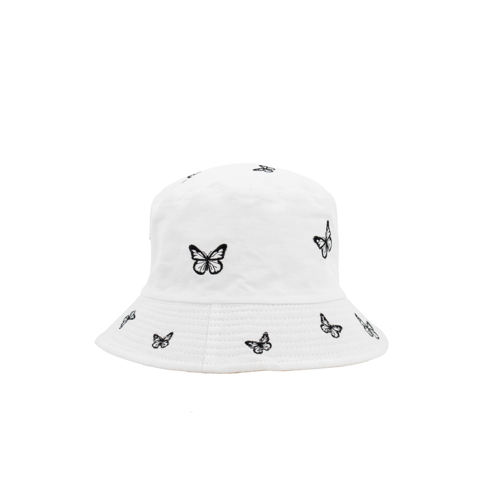 Embroidered Butterfly Canvas Bucket Hat
