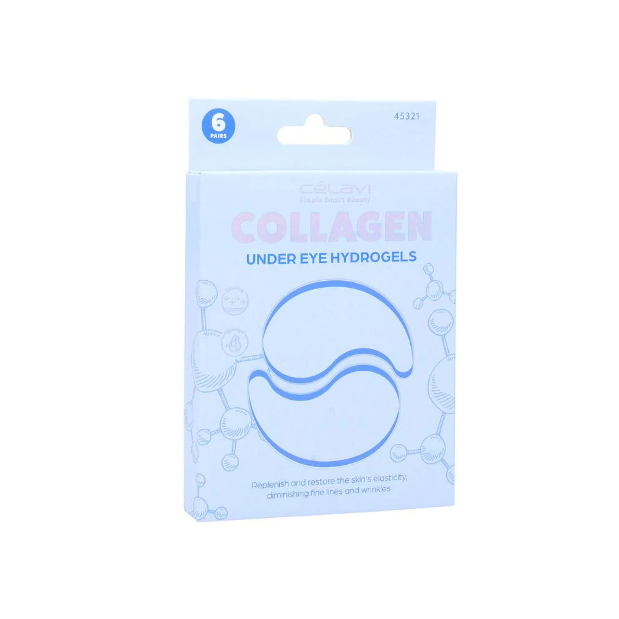 Pack of collagen under eye hydrogels on a white background. From the brand Celvi.
