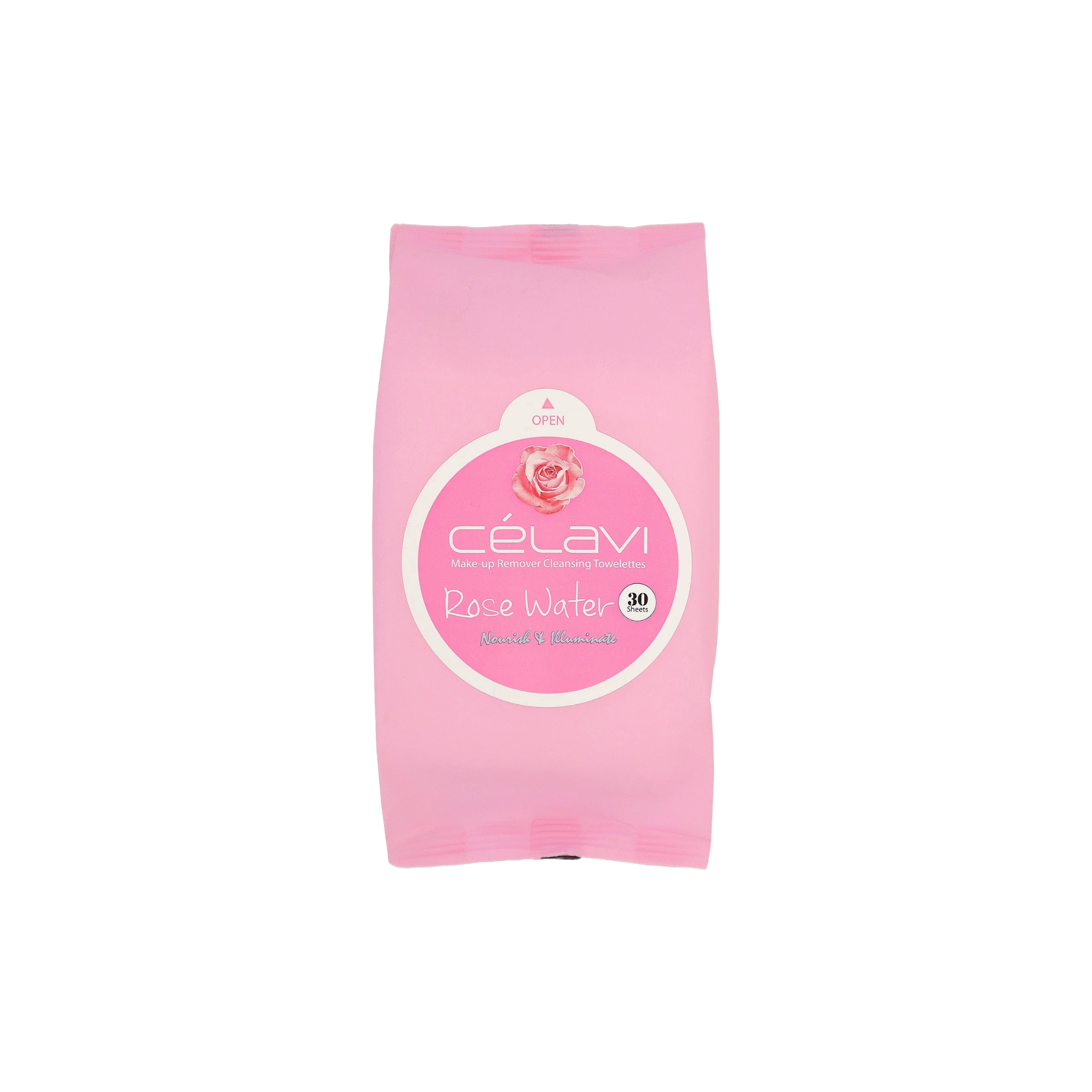 Pink package of Célavi Rose Water on a white background