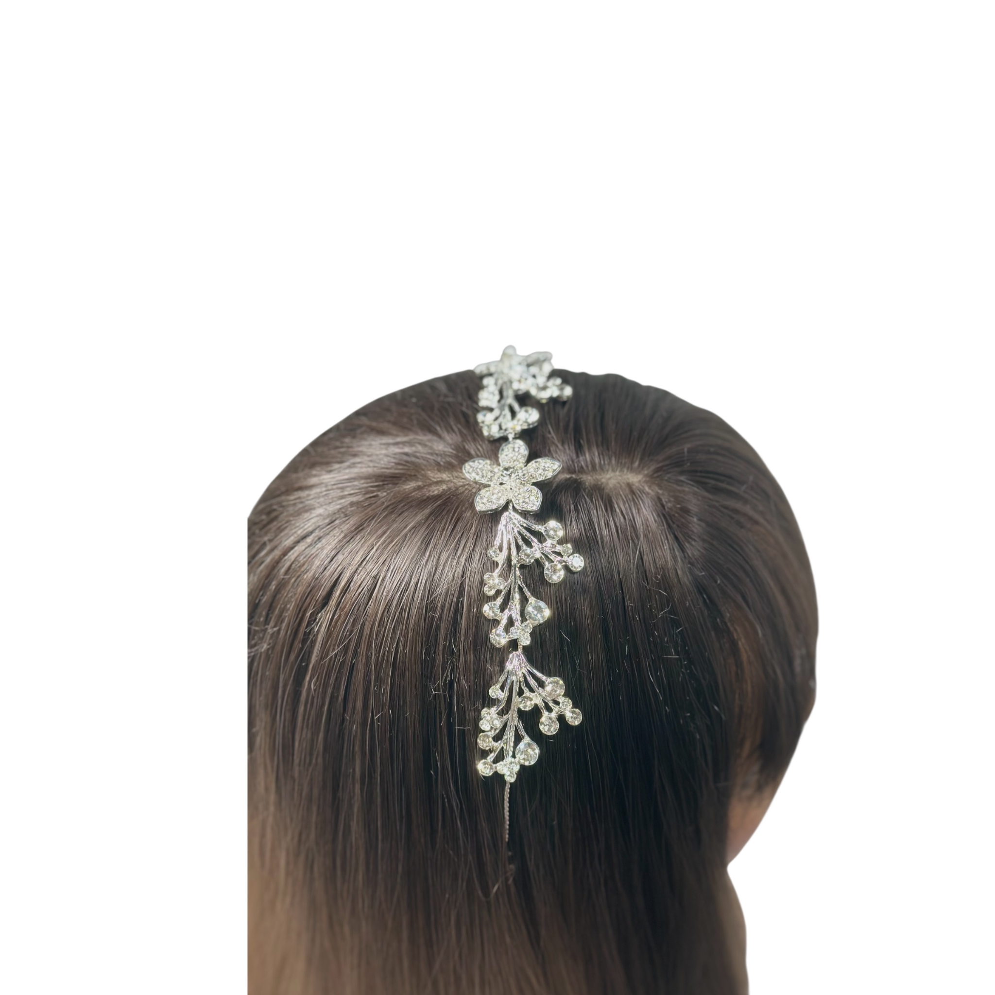 Headband accessory with floral design on a white background