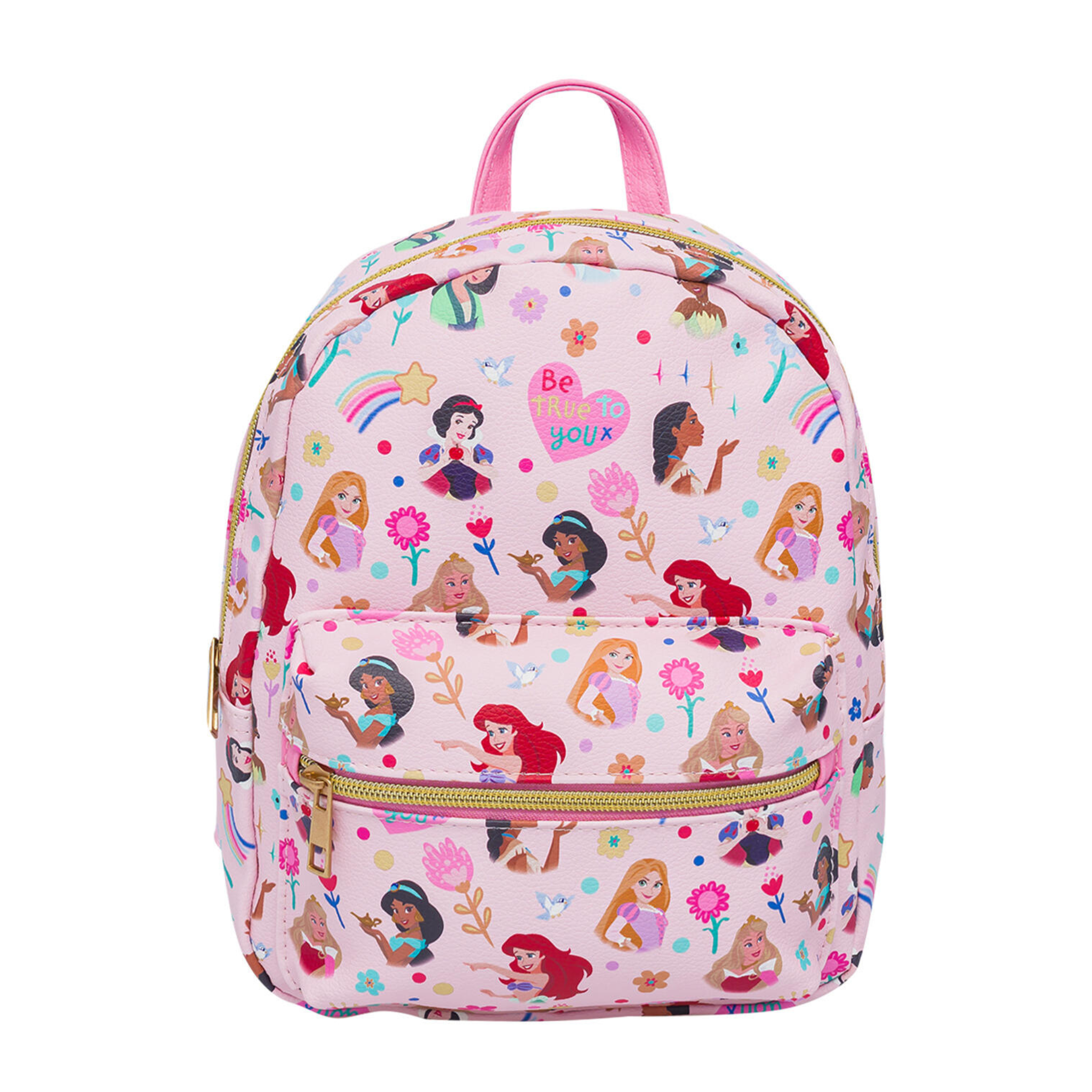 Backpack with princess-themed design on a white background