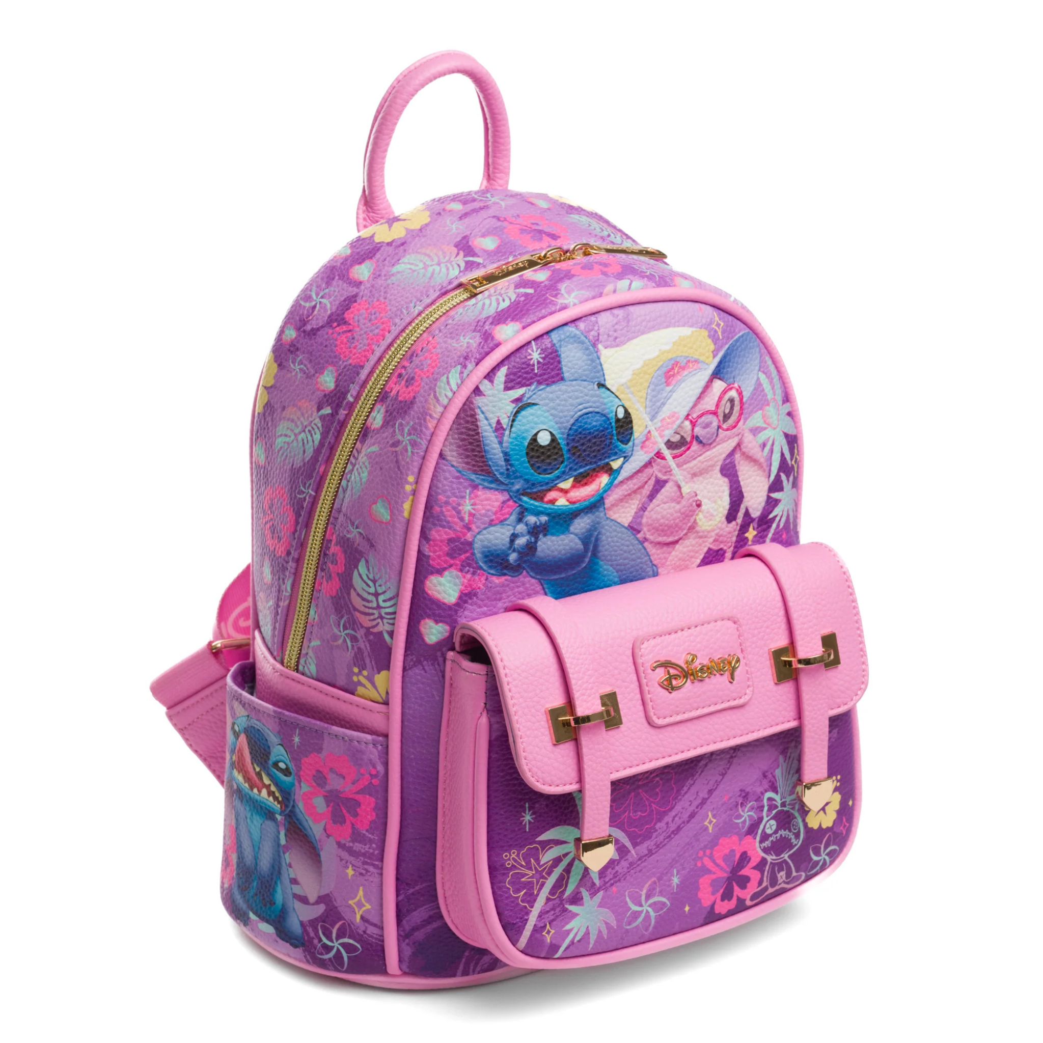 Disney Lilo and Stitch Angel and Stitch 11" Vegan Leather Fashion Mini Backpack