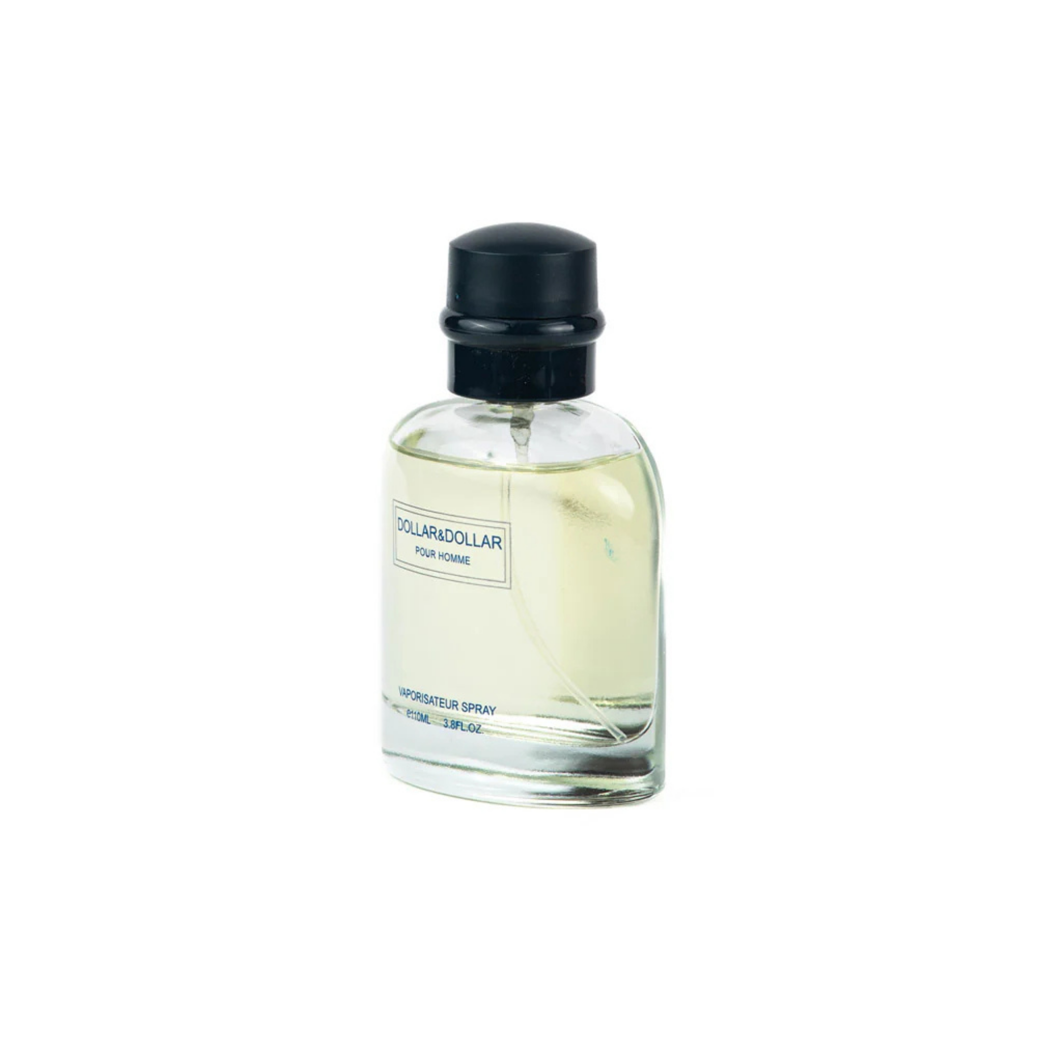 Perfume bottle with black cap on a white background. This fragrance is from EBC Collection. 