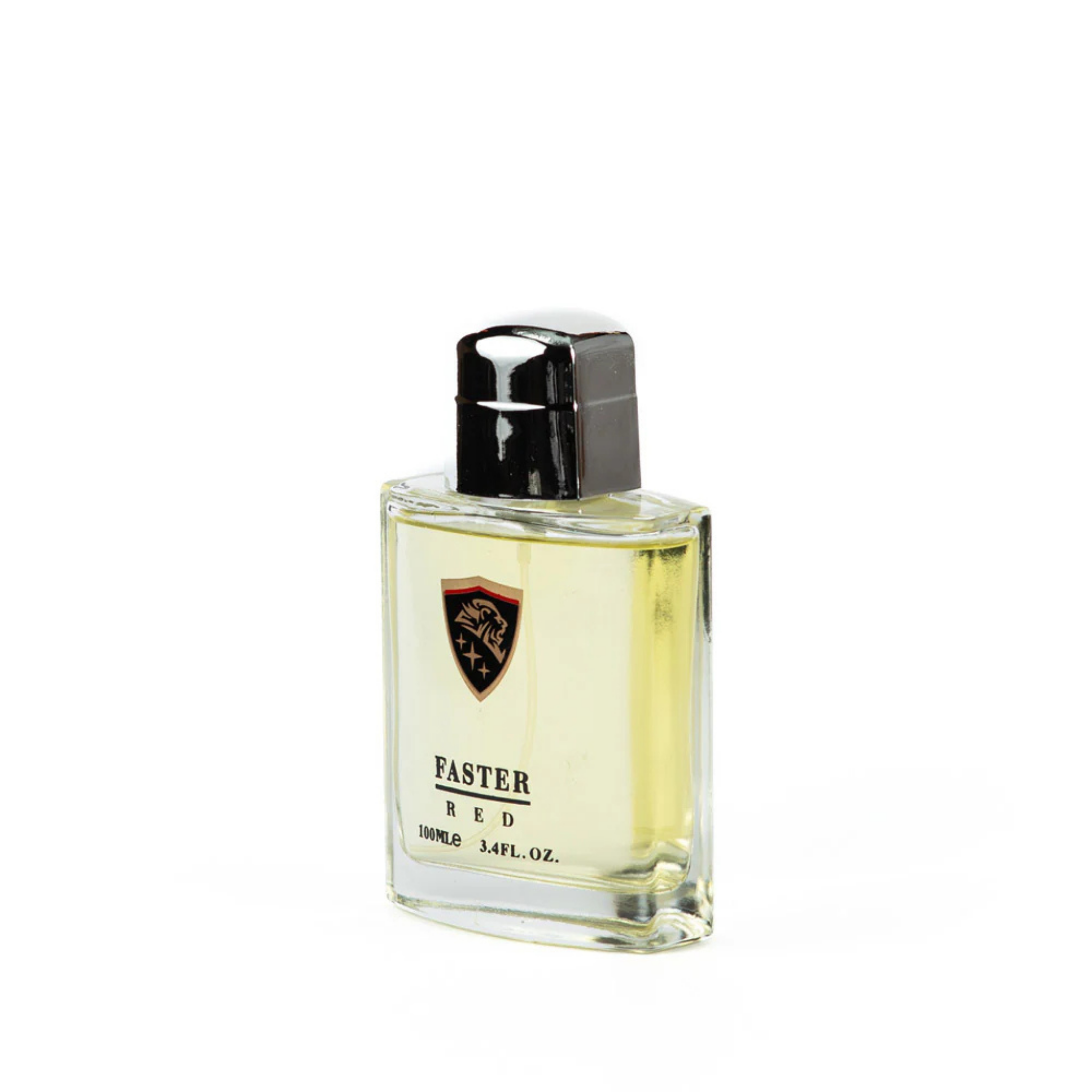 Perfume bottle labeled 'Faster Red' on a white background. This fragrance is from EBC Collection