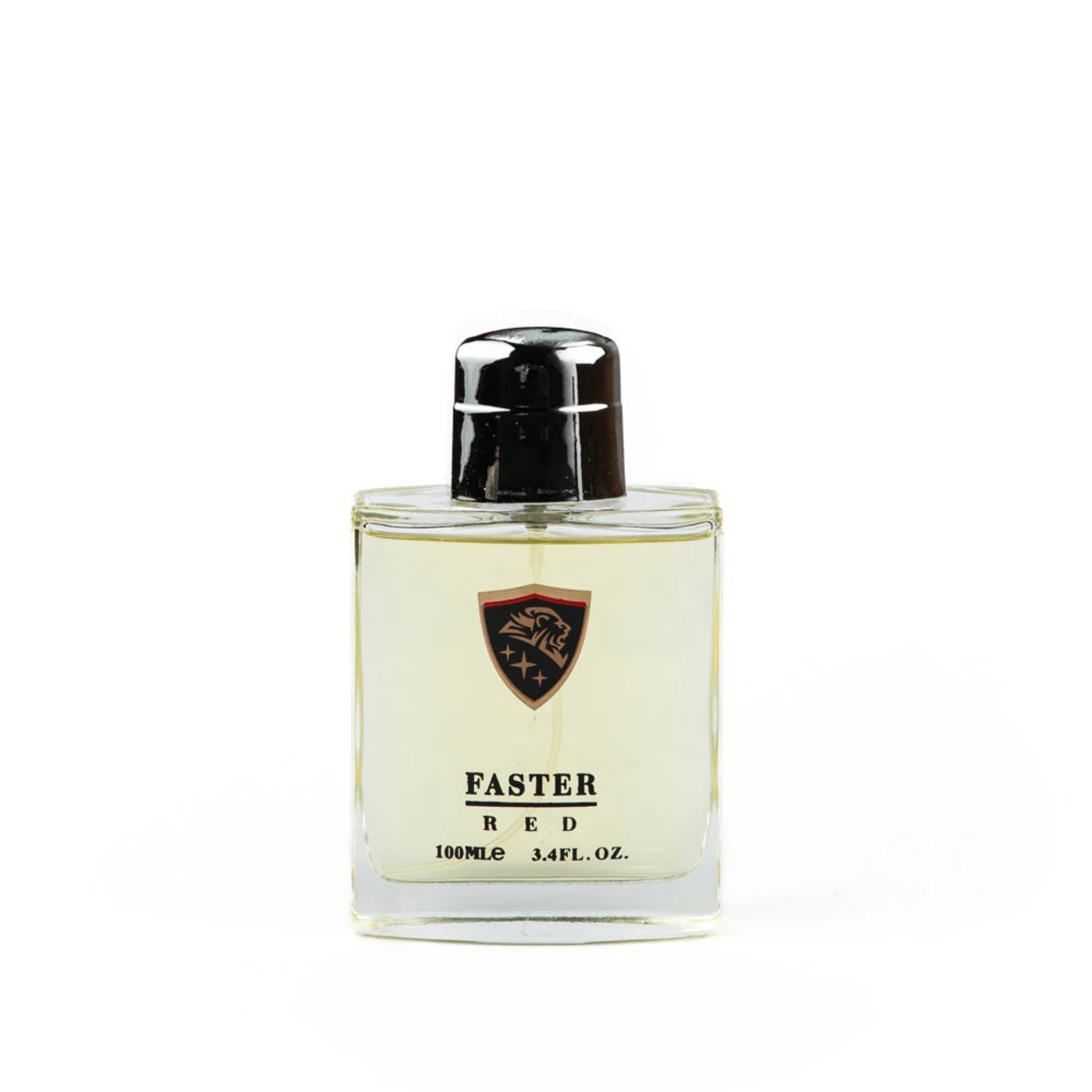 Perfume bottle labeled 'Faster Red' on a white background. This fragrance is from EBC Collection. 