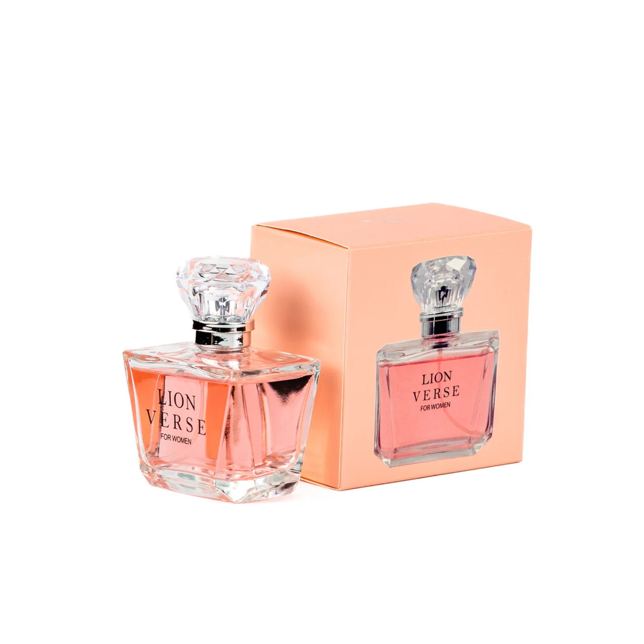 EBC Collection Lion Verse perfume bottles with a pink label on a white background