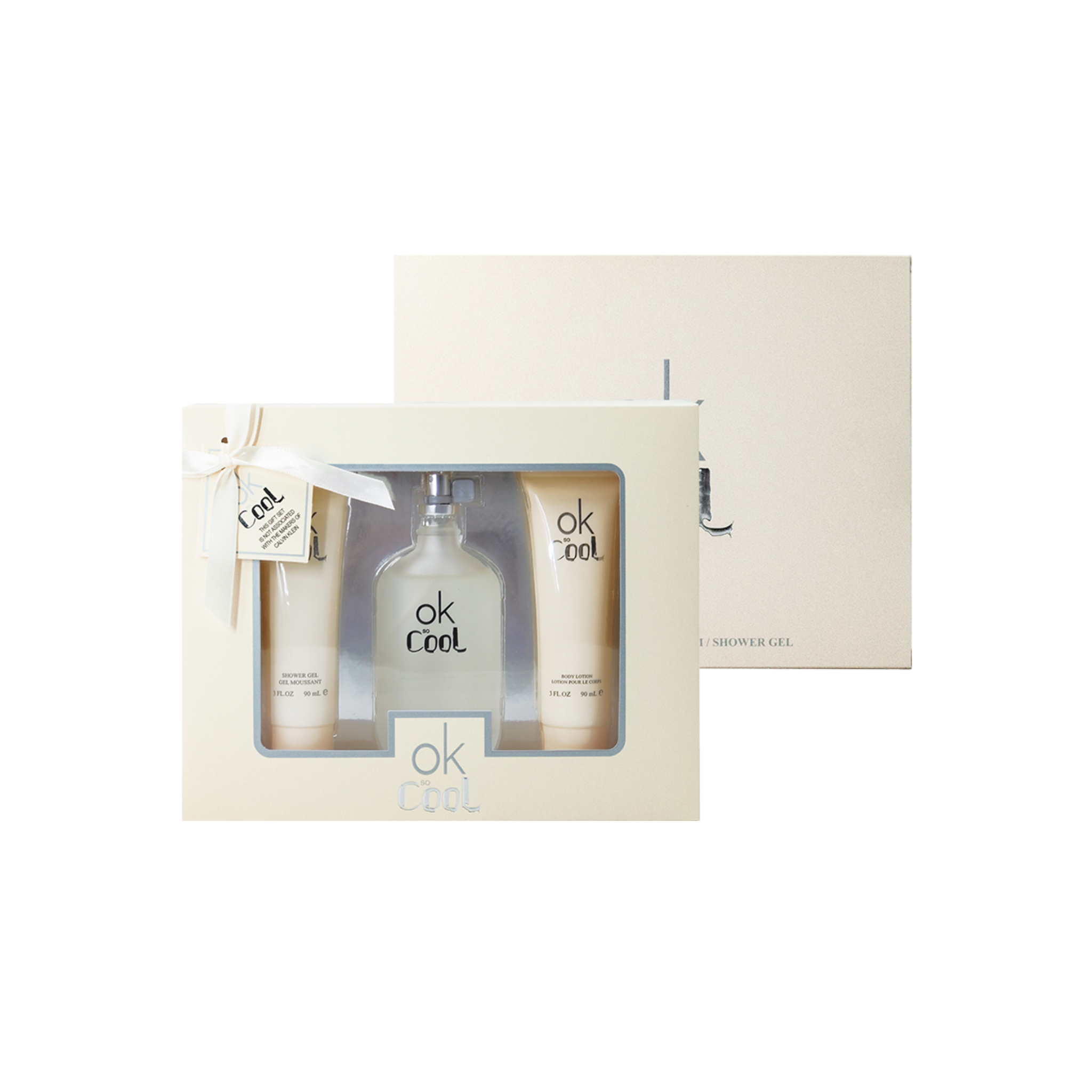 'ok so cool' fragrance gift set in a decorative box on a white background. This fragrance is from EBC Collection brand.