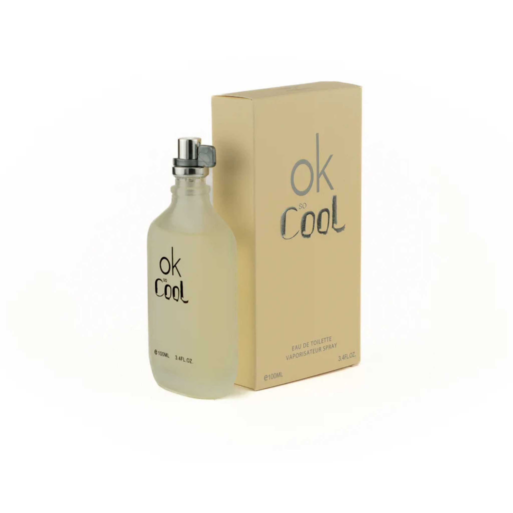 Perfume bottle and packaging labeled 'ok cool' on a white background. This fragrance is from EBC Collection.