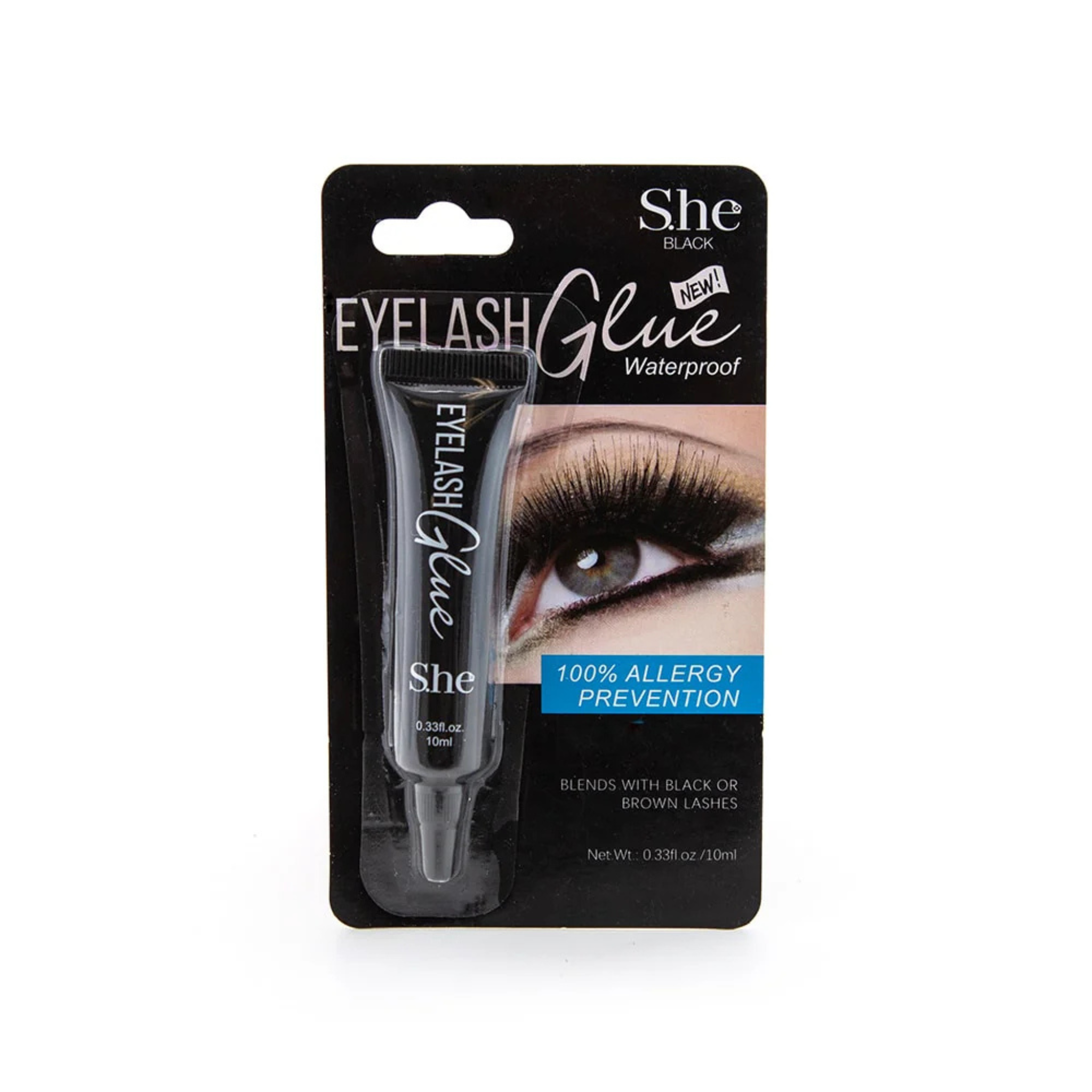 She makeup brand Eyelash Glue packaging on a white background