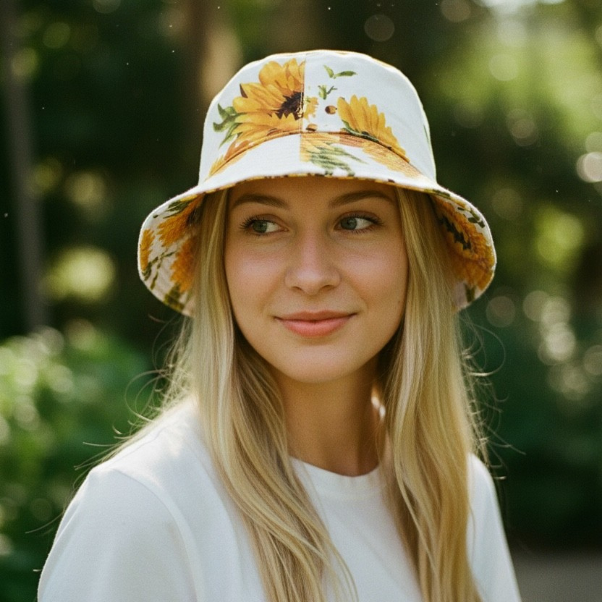 Sunflower Print Bucket Hat