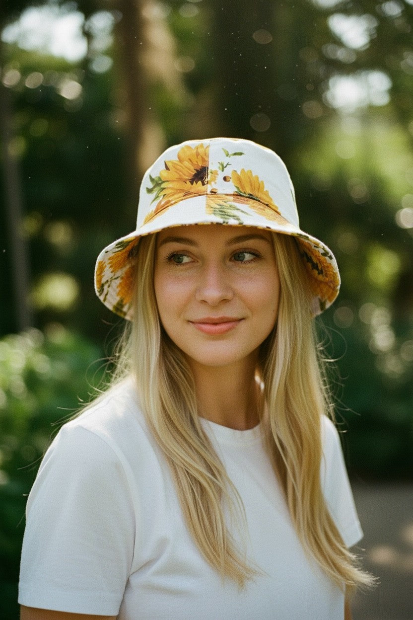 White Sunflower Bucket Hat